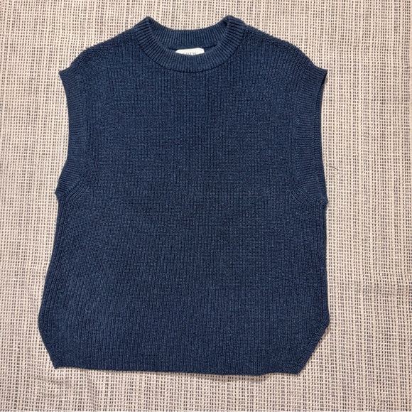 ZARA Kids' Knitted Sweater Vest Size 13-14 In Navy - Picture 2 of 5